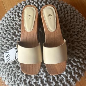 Zara Leather slip on clogs